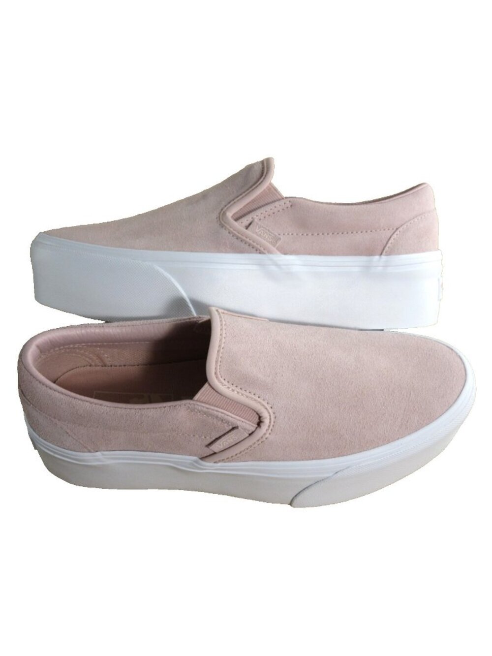Vans Women's Classic Slip On Stackform Mono Rose Smoke Pink Suede Shoes Sizes